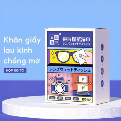 Khăn Lau Kính Nano Hộp 100 Miếng Giấy Lau Kính Chống Bám Hơi Nước, Lau Sạch Vân Tay Bụi Bẩn - Chính hãng