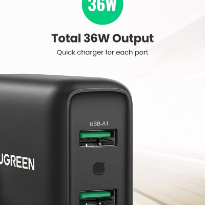 Ugreen UG10216CD161TK 36W QC3.0 2 cổng USB màu Đen Củ sạc nhanh - HÀNG CHÍNH HÃNG