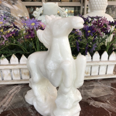 Tượng 12 con giáp phong thủy đá trắng trang trí bàn làm việc - Cao 20 cm