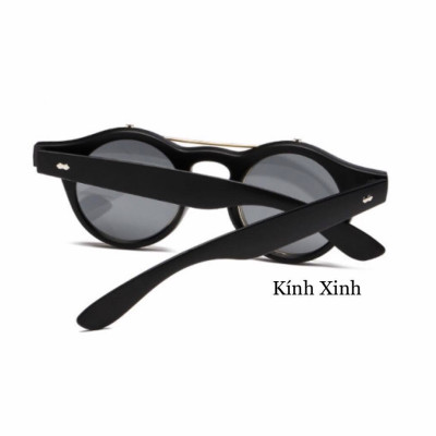Kính râm, Kính mát Nam Nữ Mắt Tròn Retro 2 Tròng Lật Gọng Nhựa Hàn Quốc Cao Cấp