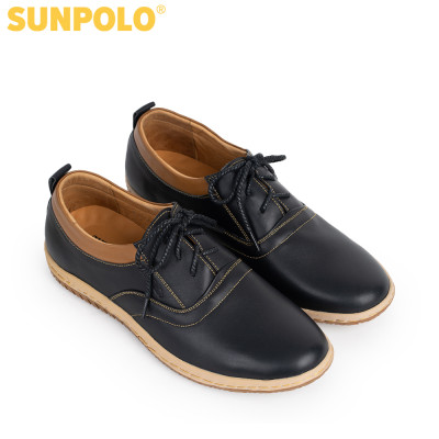 Giày nam Da bò Buộc dây SUNPOLO SPH424 (Xanh navy, Nâu)