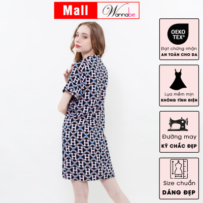 Đầm ngủ sơ mi cao cấp Wannabe DNC19 váy ngủ dáng pijama form suông thoải mái nữ tính vải lanh tole siêu mát