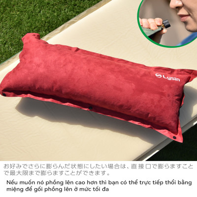 Lysin - gối đầu tự bơm hơi chất liệu da lộn siêu rộng 70cm thoải mái cắm trại dã ngoại camping, picnic du lịch