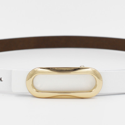 Đai Váy Da Thật Genuine Leather Mặt Elip Bản Nhỏ Aaa Jeans