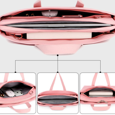 Túi xách chống sốc cho máy tính, macbook, laptop chống nước, siêu nhiều ngăn màu tím - HỒNG - 14 INCH