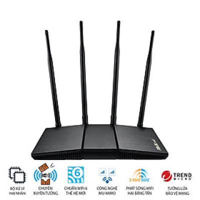 Router Wifi 6 Asus RT-AX1800HP MU-MIMO AiMesh AX1800Mbps (Xuyên tường) - Hàng Chính Hãng