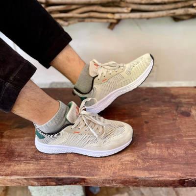 Giày Thể Thao Nam Limenco L6054 Màu Be, Đế Phylon Êm Nhẹ, Đi Chơi, Thể Thao