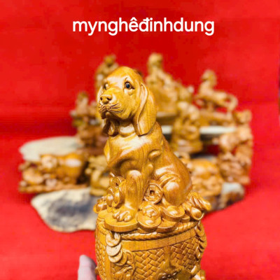 Bộ tượng 12 còn giáp phong thủy bằng gỗ bách xanh thơm nức cao 20cm 