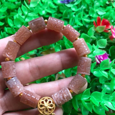 Vòng Tay phong Thủy may mắn tài lộc kiểu Đá Lu Charm mặt trời thiên nhiên vip  Size 9mm x dài 12mm hàng cao cấp nữ đeo tay sang lắm luôn ạ  100% đá thiên đeo vào may mắn tốt sức khỏe tim mạch và đẹp ạ