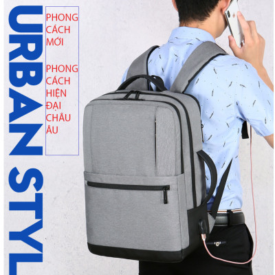 Ba lô du lịch thể thao nam công suất lớn phong cách mới tích hợp sạc USB tiện dụng và công nghệ chống thấm nước (15,6")