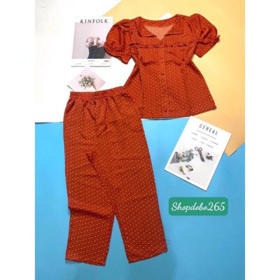 Đồ bộ nữ,đồ ngủ mặc nhà lửng 9 tấc vải lụa mango BL 49 họa tiết dễ thương size 47-60kg.