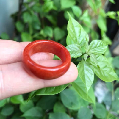  NHẪN ĐEO TAY MÀU ĐỎ 18MM CHẤT LIỆU ĐÁ CẨM THẠCH   HỢP NAM MỆNH HỎA THỔ