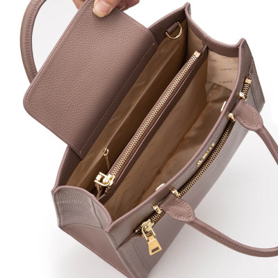 Túi Xách Da Thật Túi Thời Trang Nữ GENCE TX17 Chất Liệu Da Bò Cao Cấp Màu Brownrose