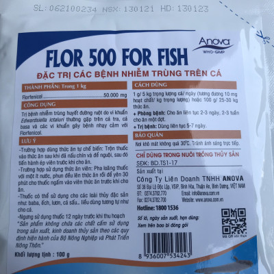 Flor 500 For Fish – Kháng Sinh Trị Các Bệnh Nhiễm Trùng Trên Cá (gói 100g)