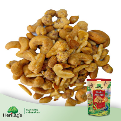 Hạt hỗn hợp khô tẩm tương ớt Sriracha sản phẩm chính hãng Heritage , vị cay nhẹ hài hòa , kích thích vị giác 