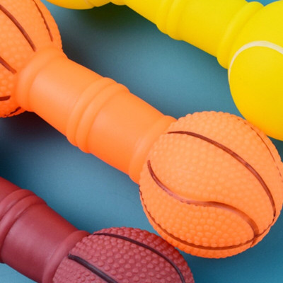 Đồ Chơi Gặm Cao Su Hình Quả Tạ Bóng Rổ Có Kèn Cho Chó Mèo