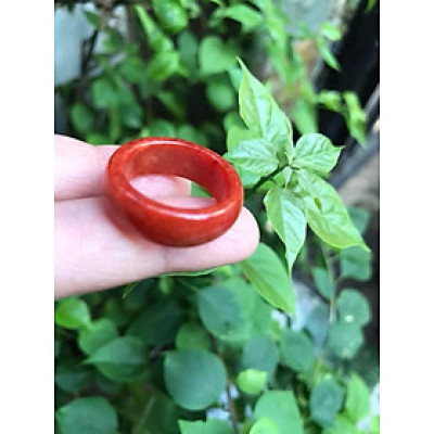  NHẪN ĐEO TAY MÀU ĐỎ 18MM CHẤT LIỆU ĐÁ CẨM THẠCH   HỢP NAM MỆNH HỎA THỔ
