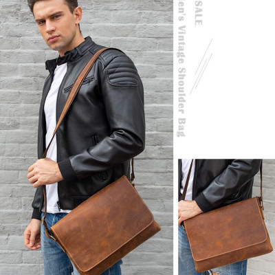 Túi đeo chéo nam ngang MARRANT BHM1136 Nâu Da bò thô nguyên tấm