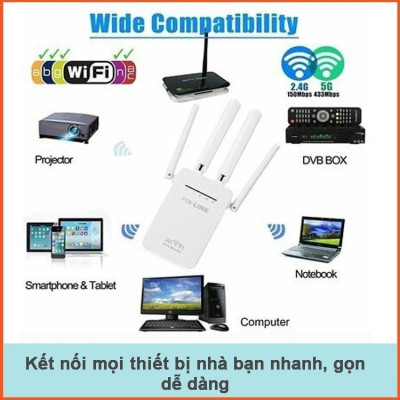 Kích Sóng Wifi Tốc Độ Cao 4 Râu Pix-Link, kích sóng wifi 4G, kích sóng wifi 5G tốc độ cao sóng khỏe tần số kép AC 1200, bộ định tuyến wifi, bộ phát wifi 4 râu cường độ khỏe 300Mbps - Hàng chính hãng/hàng nhập khẩu