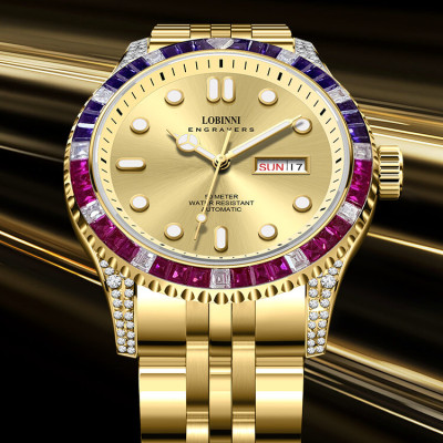 Đồng hồ nam chính hãng LOBINNI L19036-2,Kính Sapphire,chống xước,chống nước 50M,BH 24 tháng,máy cơ(Automatic)