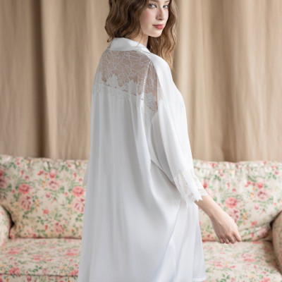 Đầm Ngủ Sơmi D561 Quảng Châu Cao Cấp Trơn Viền Ren Sang Trọng