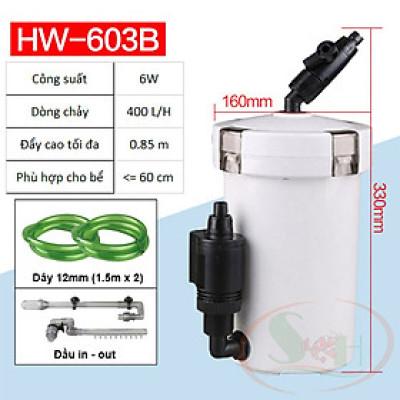 Lọc thùng mini Sunsun HW EW 603B, 604B external outside filter có bơm bể cá tép thủy sinh