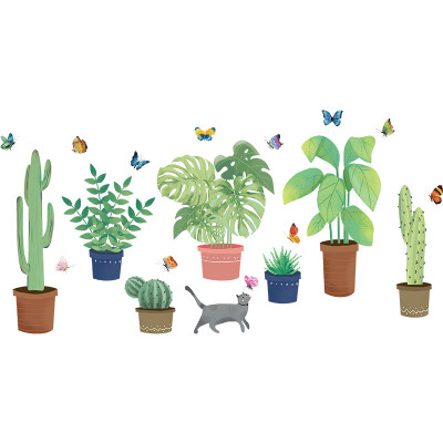 Decal giấy dán tường chậu xương rồng XL7248