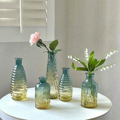 Sét 5 Lọ Hoa Thủy Tinh Basic Phong Cách Bắc Âu Sang Trọng Màu Ombe - HÀNG CHÍNH HÃNG MINIIN