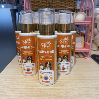 Dầu cá hồi cho chó mèo Salmon Oil SHD dưỡng lông mượt lông ngăn ngừa rụng lông tăng đề kháng chai 100ml