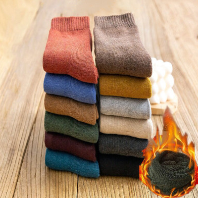 Combo 5 đôi Tất len nam lót bông dày dặn dành cho mùa đông (vớ nam dày lót bông đi tuyết)