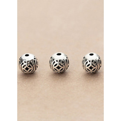 Combo 3 cái charm bạc hình cầu hoa văn đồng tiền xỏ ngang - Ngọc Quý Gemstones