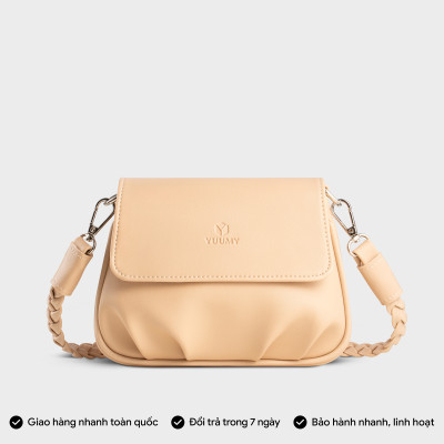 Túi Yuumy ( Thời trang nữ xếp nhún phối nắp gập size 20 - Túi đeo chéo da Seasand YN260 )