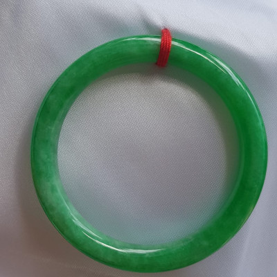  Vòng tay nữ đá cẩm thạch Lý Đậu 48mm Size vòng 48mm x cọng 7mm xanh ngọc bông đậu Nữ tay nhỏ 30kg - 48kg đeo ạ