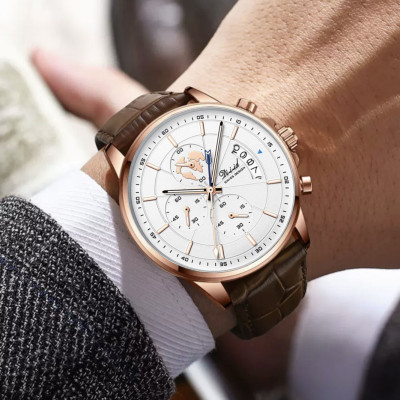 Đồng hồ nam chống nước DIZIZID chính hãng dây da cao cấp - Chạy full 6 kim và lịch ngày - Chống nước tốt - Kim dạ quang - Tặng kèm pin dự phòng DZDT69