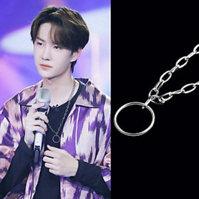 Dây chuyền phong cách Hàn Quốc hợp thời trang nam nữ vòng thép không gỉ Wang Yibo