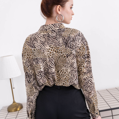 Áo somi tay dài beo vằn kem