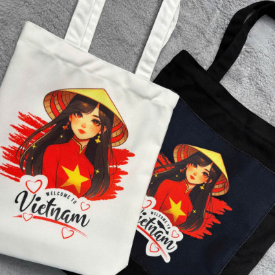 Túi canvas GIADO, túi vải bố, túi tote mẫu Việt Nam 3 miền Hà Nội - Nhiều kích thước và màu sắc