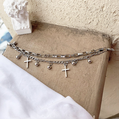 Set 2 vòng đeo tay chữ thập phong cách đường phố cá tính