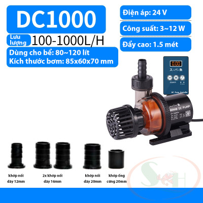 Bơm điện tử Marine DC 650, 1000, 1500, 2000, 2500, 4000, 6000, 9000, 12000, 15000 pump 24V chống giật điều chỉnh cấp độ bơm bể cá tép thủy sinh