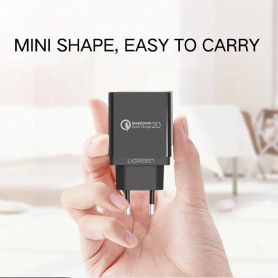 Ugreen UG40407CD122TK Màu Đen Củ sạc nhanh QC 3.0 tiêu chuẩn Fcp - HÀNG CHÍNH HÃNG