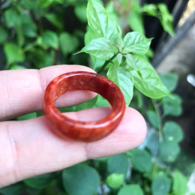  NHẪN ĐEO TAY MÀU ĐỎ 18MM CHẤT LIỆU ĐÁ CẨM THẠCH   HỢP NAM MỆNH HỎA THỔ