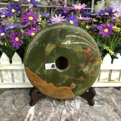 Đồng điếu (đồng tiền ) phong thủy đá ngọc Onyx - Đường kính 16 cm