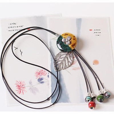 Vòng cổ gốm mix hoa lá dễ thương VGOM58