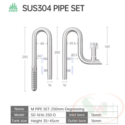 Bộ in out inox Week Aqua Pipe Set Ver.2 mini hút lọc váng xoay bể cá tép thủy sinh