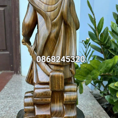 Tượng  trần  quốc  tuấn  trần hưng  đạo  vương  bằng gỗ  trắc  xanh cực đẹp kt cao 60×21×16cm