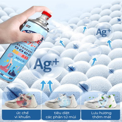 Chai xịt khử mùi giày dép NaNo Bạc khử vi khuẩn 99% loại bỏ mùi hôi giày dép Mũ Bảo Hiểm mùi hôi chân nhanh chóng, tiện lợi