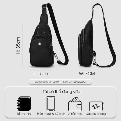 Túi đeo chéo trước ngực nam, túi đựng điện thoại da thật cao cấp IDIGO MB1 - 6028