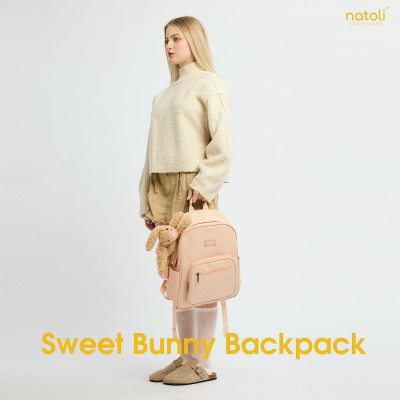 Balo nữ thỏ bông jellycat bunny cao cấp NATOLI nhiều ngăn đi học cute phong cách hàn quốc - BST Sweet Bunny Backpack B28