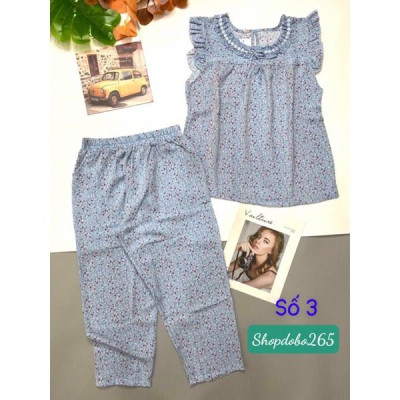 Đồ bộ nữ,đồ ngủ mặc nhà lửng 9 tấc vải lụa mango BL 53 họa tiết hoa nhí siêu cute size 47-60kg.