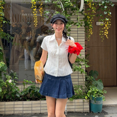 Áo sơ mi nữ ngắn tay trẻ trung tôn dáng có size Kana Miều Est.2013